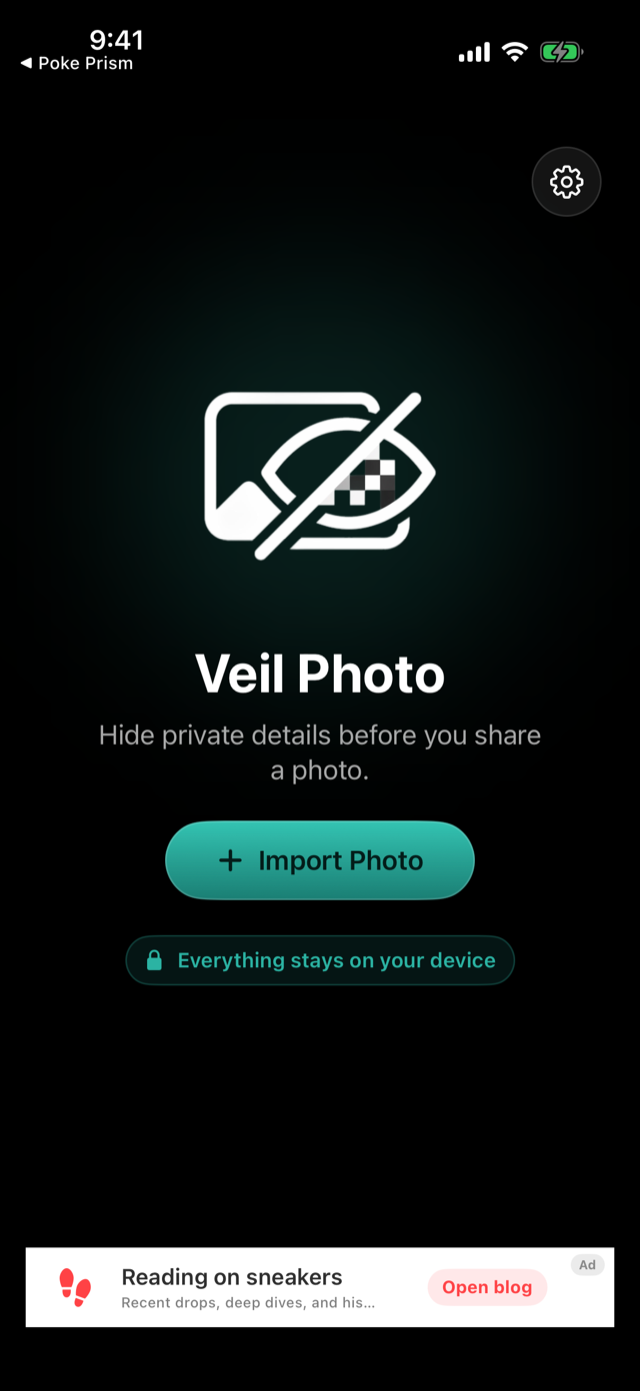 Veil home screen — Everything stays on your device